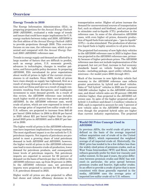 Annual Energy Outlook 2006 with Projections to 2030 - Usinfo.org