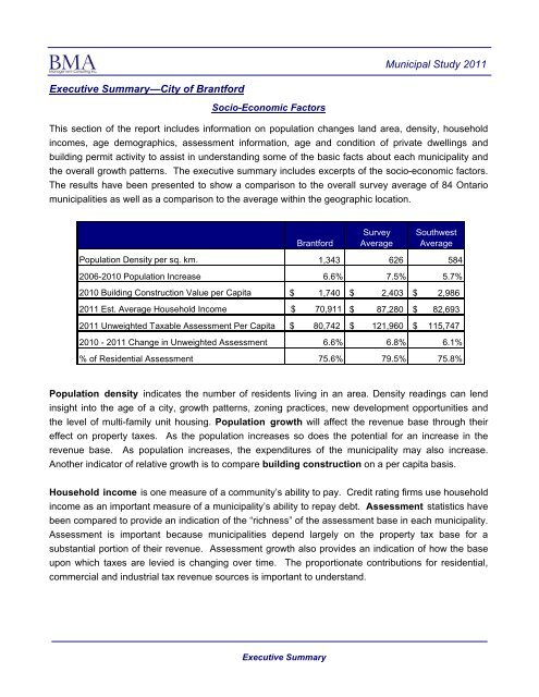 2011 Municipal Study - City of Brantford