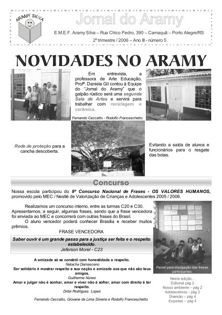 Jornal do Aramy - 5Âª EdiÃ§Ã£o - Prefeitura Municipal de Porto Alegre