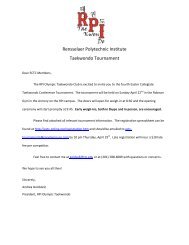 Rensselaer Polytechnic Institute Taekwondo Tournament - Eastern ...