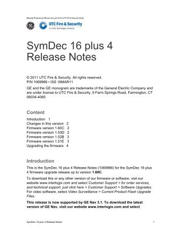 SymDec 16 plus 4 Release Notes - UTCFS Global Security Products