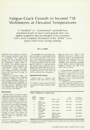 Fatigue-Crack Growth in Inconel 718 Weldments at ... - Perusion