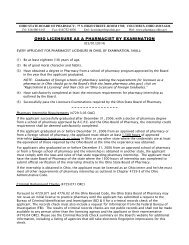 REQUIREMENTS ~ Ohio Licensure As A Pharmacist By Examination