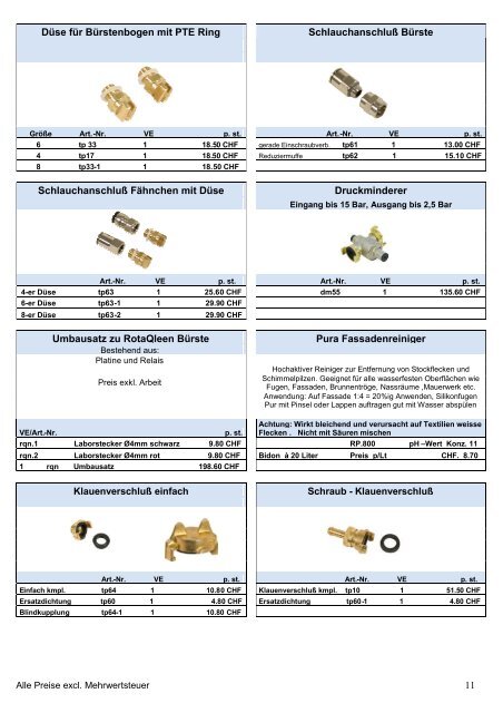 Preisliste Puraqleen - Promag AG