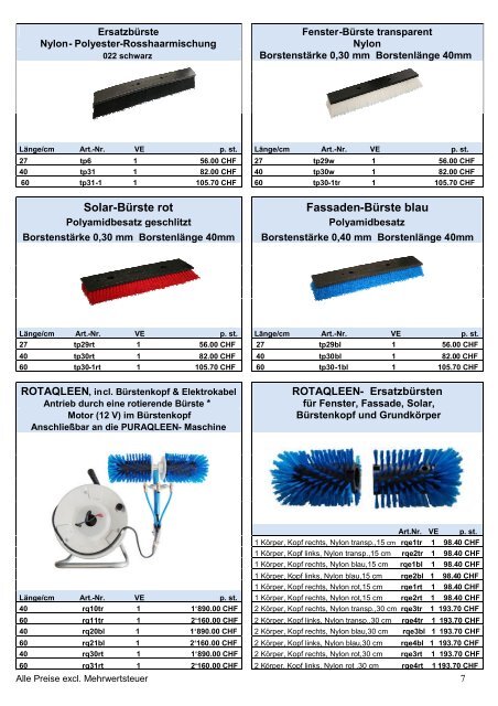 Preisliste Puraqleen - Promag AG