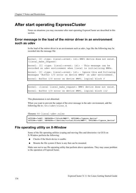 ExpressCluster X 3.1 for Linux Getting Started Guide - Nec