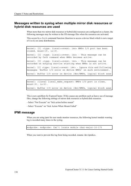 ExpressCluster X 3.1 for Linux Getting Started Guide - Nec