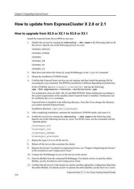 ExpressCluster X 3.1 for Linux Getting Started Guide - Nec