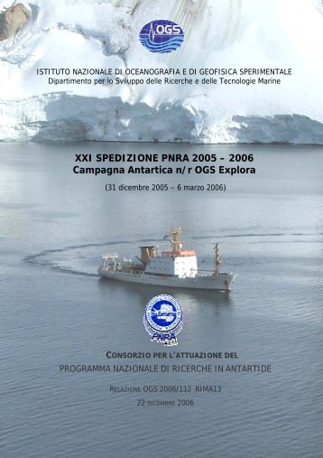 XXI SPEDIZIONE PNRA 2005 â 2006 Campagna Antartica n/r OGS ...