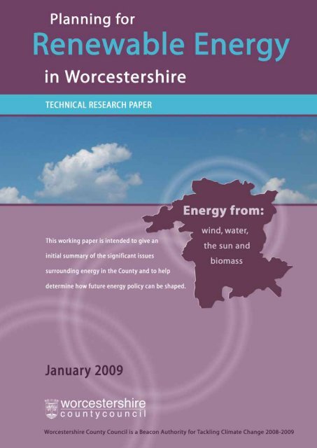 Planning for Renewable Energy in Worcestershire Research Paper
