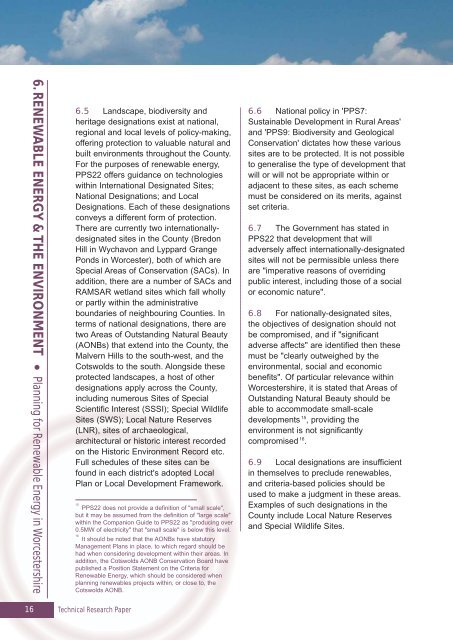 Planning for Renewable Energy in Worcestershire Research Paper