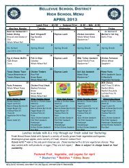 Breakfast/Lunch Menu - Bellevue School District