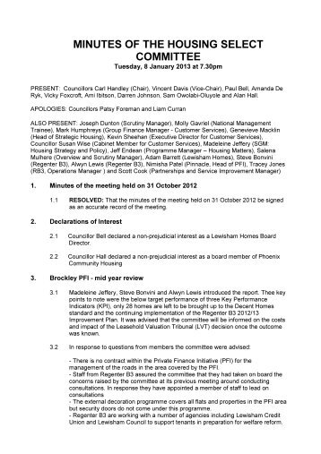 Minutes of the meeting held on 8 January 2013 ... - Council meetings