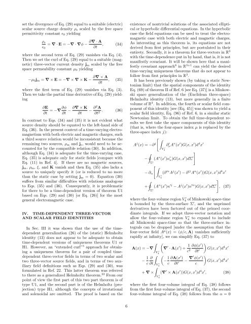 Three-vector and scalar field identities and uniqueness theorems in ...