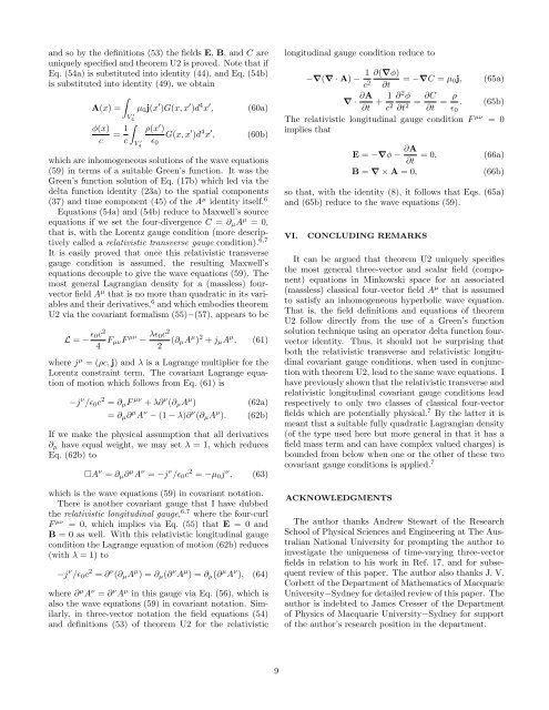 Three-vector and scalar field identities and uniqueness theorems in ...