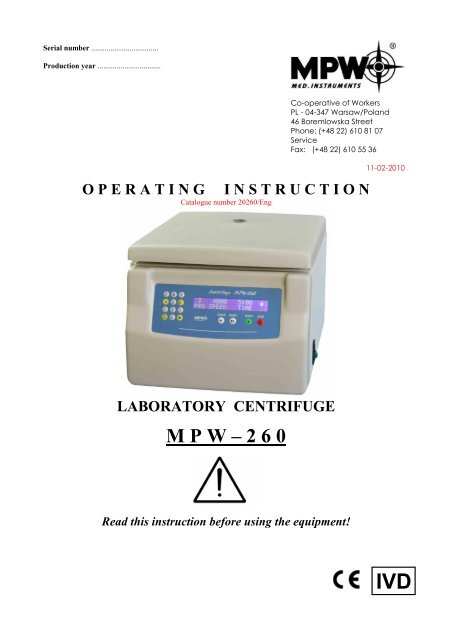 M P W A 2 6 0 Mpw Med Instruments Spa A Dzielnia Pracy
