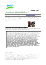 Januar 2009 Newsletter Golf in Hude eV