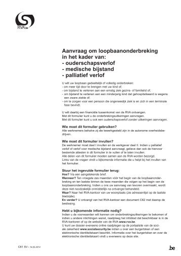 Aanvraag om loopbaanonder breking in het kader van: - ouder ...