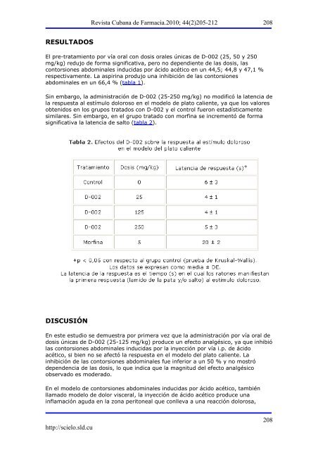 (Apis mellifera) en dos modelos de analgesia - SciELO