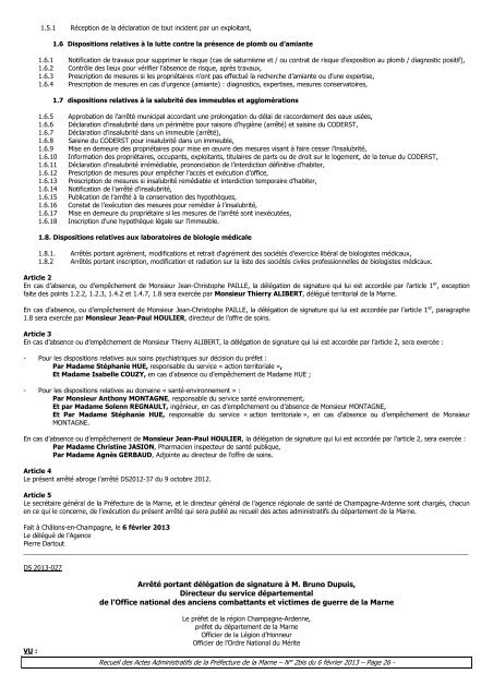 Recueil 2bis-2013 du 6 fÃ©vrier.pdf - 1,67 Mb - PrÃ©fecture de la Marne