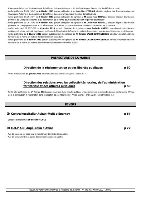 Recueil 2bis-2013 du 6 fÃ©vrier.pdf - 1,67 Mb - PrÃ©fecture de la Marne