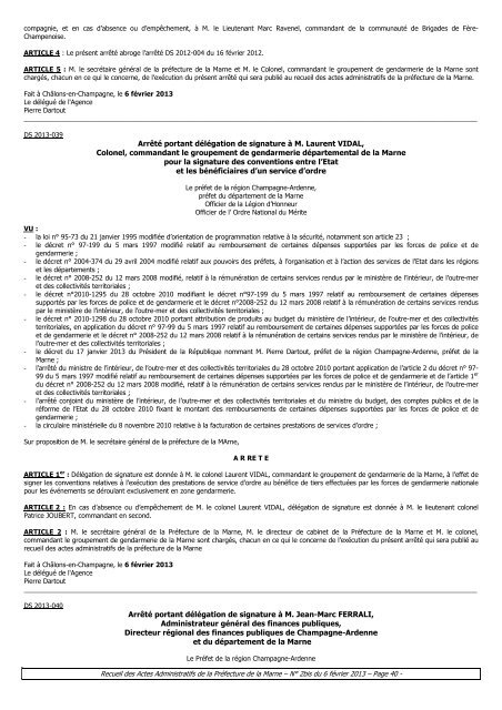 Recueil 2bis-2013 du 6 fÃ©vrier.pdf - 1,67 Mb - PrÃ©fecture de la Marne