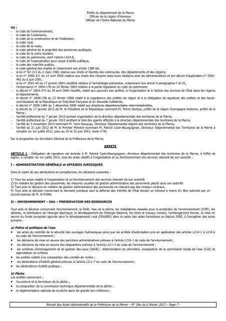 Recueil 2bis-2013 du 6 fÃ©vrier.pdf - 1,67 Mb - PrÃ©fecture de la Marne