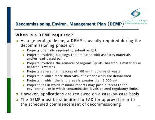 Guidance on Environmental Management Plans