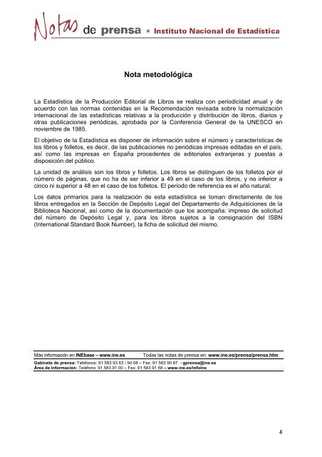 EstadÃ­stica de la ProducciÃ³n Editorial. AÃ±o 2011 - Instituto Nacional ...