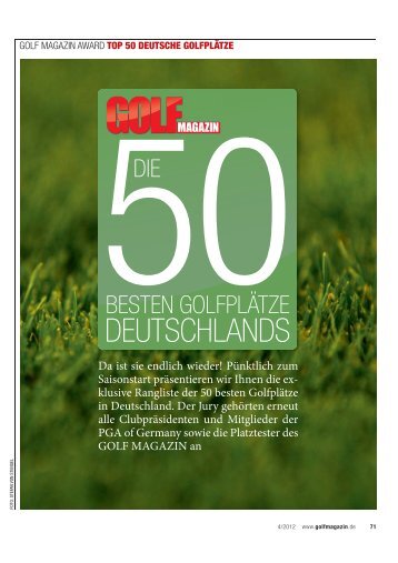 GOLF MAGAZIN Rangliste TOP 50 - Golfclub Lippstadt