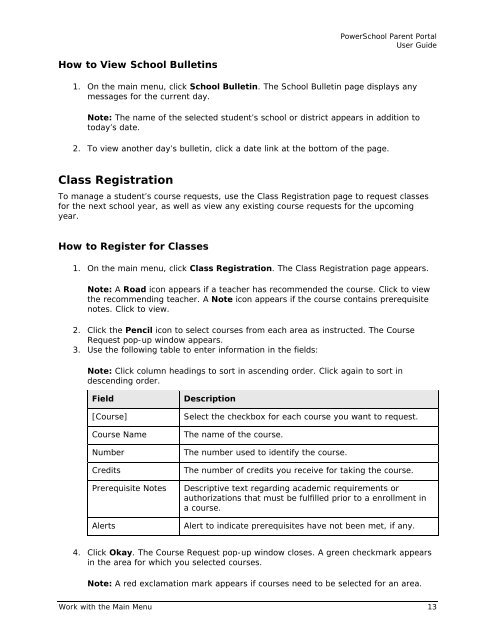 PowerSchool 6.x Parent Portal User Guide