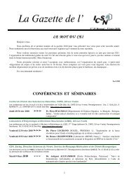 La Gazette de l' - Historique de l'ICSN - CNRS