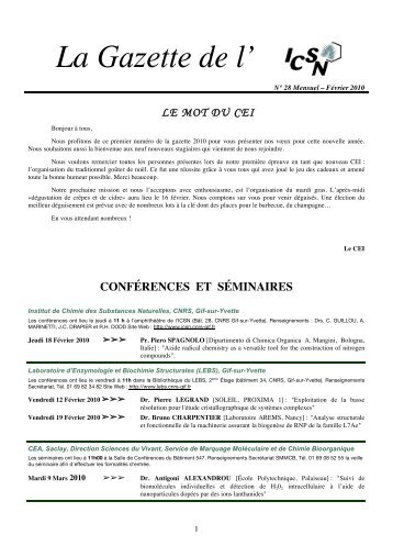 La Gazette de l' - Historique de l'ICSN - CNRS