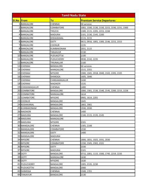 Tamil Nadu State - KSRTC