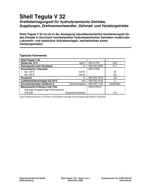 Shell Tegula V 32 - Schmierstoff-Datenbank