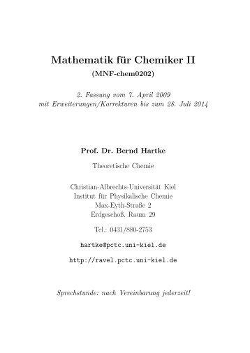 Mathematik für Chemiker II