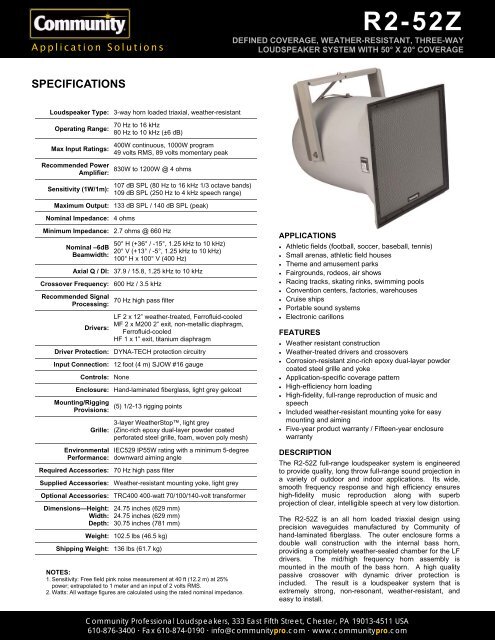 R2-52Z - Community Professional Loudspeakers