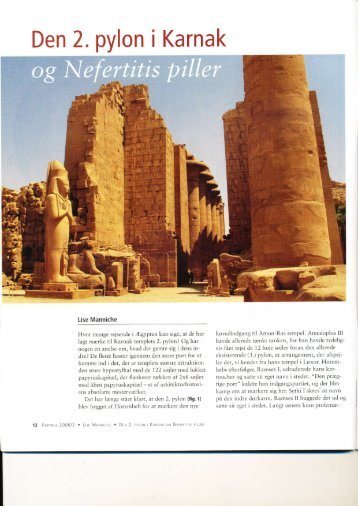 2006 'Den 2. pylon i Karnak og Nefertitis piller - Lise Manniche