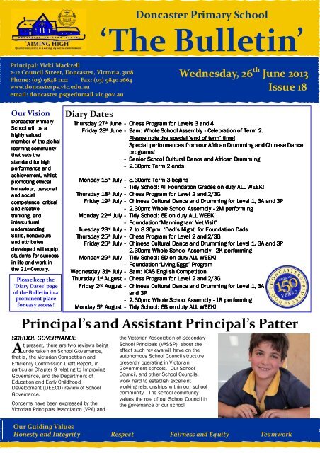 2013 Newsletter 18 - Doncaster Primary School