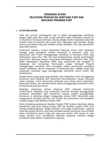 TOR Pelatihan Penguatan Substansi P2KP dan Replikasi Program ...