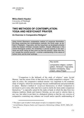 two methods of contemplation: yoga and hesychast prayer - doiSerbia
