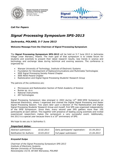 Signal Processing Symposium SPS-2013