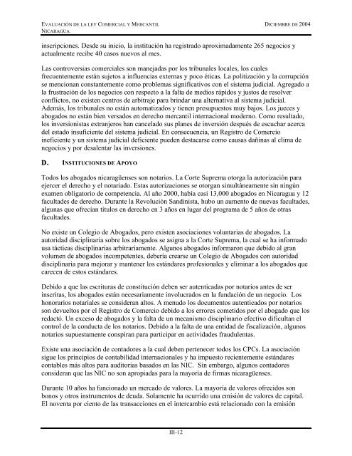 Evaluación de la Ley Comercial y Mercantil Nicaragua - Economic ...