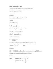 Optics and Photonics P 3380 Assignment 1 with solutions from ...
