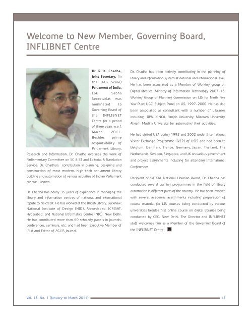 Vol.18- No.1 (Jan-Mar2011) - INFLIBNET Centre