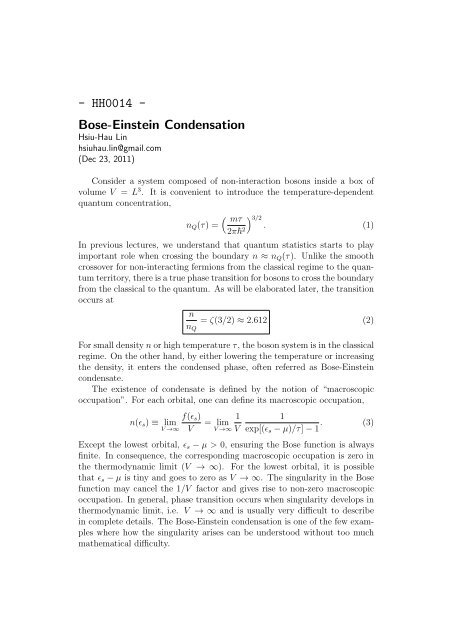 HH0014 - Bose-Einstein Condensation