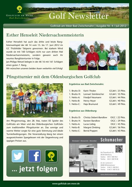 Newsletter Juli 2012 - Golfclub am Meer - Bad Zwischenahn