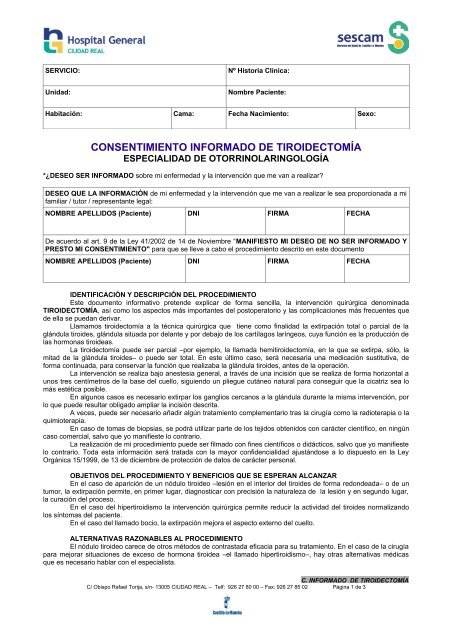 CONSENTIMIENTO INFORMADO DE TIROIDECTOMÃA - hgucr