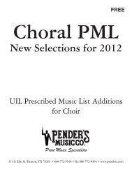 New UIL Choral 2011 - Pender's Music Company