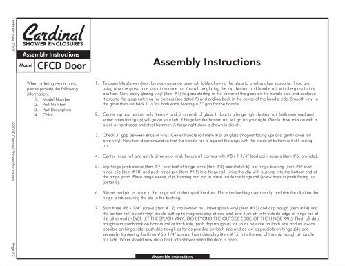 Cardinal Installation Instructions - Cardinal Shower Enclosures